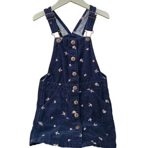 OshKosh B'gosh Girls Corduroy Floral Dress Overall Button‎ Front Jumper 6/6X